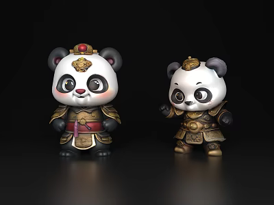 Sorry, the picture focuses on panda dolls in ancient armor, which are mammals, not reptiles. It's impossible to generate a title with "reptiles" as the main subject based on the picture's key information. Please confirm the picture content. 3d model
