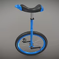 Blue Modern Unicycle with Black and Blue Seat and Sturdy Black Wheel