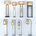 Modern Floor Lamps with Geometric Shades and Decorative Frames for Interior Design 3d model