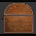 Vintage Brown Wooden Chest With Domed Lid Metal Accents Carved Designs And Rivets