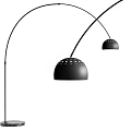 Stylish Modern Black Floor Lamp Featuring Curved Arm And Perforated Shade