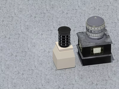 Swing Door Hardware Including Lock And Handle Components On Gray Surface 3d model