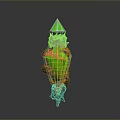 Decorative Green Spire Component With Brown Wrapped Vines And Silver Ornament Details