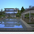 Modern Detached Villa with Swimming Pool Surrounded by Trees Mountains and Outdoor Lounge Area