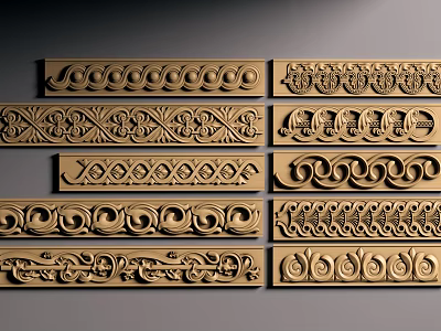 Carved Decorative Strips With Intricate Patterns And Various Classic Designs 3d model