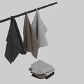Waffle Texture Towels in Neutral Tones Both Hanging And Folded For 3d model