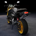 Black And Yellow Sporty Motorcycle With Modern Design And Yellow Wheels