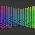 Colorful Twisted Small Cube Structure With Rainbow Gradient Shiny Surface and Black Background Reflection