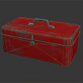 Red Metal Toolbox for Storing Hardware Tools with Worn Vintage Design