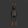 Minimalist Low Poly Doberman Dog Model With Gray Body Brown Legs And Standing Pose