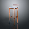 Modern Bar Stool With Light Colored Seat Backrest And Copper Metal Frame