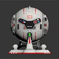 Futuristic White Robot With Mechanical Arms Red Lines Black Display And Stable Base 3d model