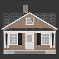 Traditional Residential House With Gray Roof Red Brick Walls White Windows And Porch Columns