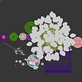 Decorative Ornament Set With Green Vase Dried Flower Bouquet Fragrance Bottles And Books