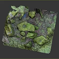 Natural Stone Materials Covered With Green Moss On Square Platform With Green Purple Ground