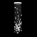Artistic White Butterfly Shaped Chandelier Hanging With Thin Strings Against Black Background