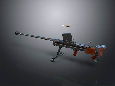 Modern Military Machine Gun With Tripod Magazine And Orange Grip Design 3d model
