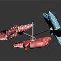 Red And Blue Sequined Windmill Decor Accent Furniture On Black Background