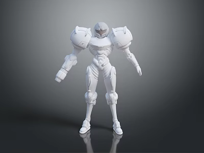 White Armored Sci Fi Robot Character In Standing Pose With 3D Model Design 3d model