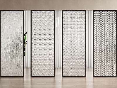 Modern Glass Screen Carved Glass Frosted Glass Partition Wire Glass Carved Glass Screen Frosted Glass Partition model