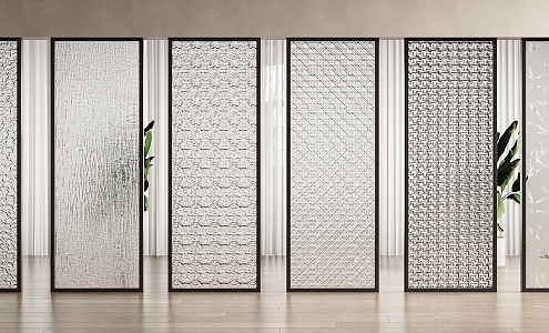 Modern Glass Screen Carved Glass Frosted Glass Partition Wire Glass Carved Glass Screen Frosted Glass Partition 3d model