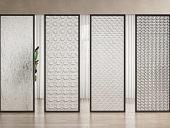 Modern Glass Screen Carved Glass Frosted Glass Partition Wire Glass Carved Glass Screen Frosted Glass Partition 3d model