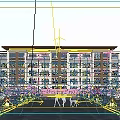 Modern Mid Rise Residential Building With Landscaped Gardens Water Features And Fountains
