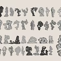 Artistic Stone and Wood Decorative Sculptures With Various Unique Shapes