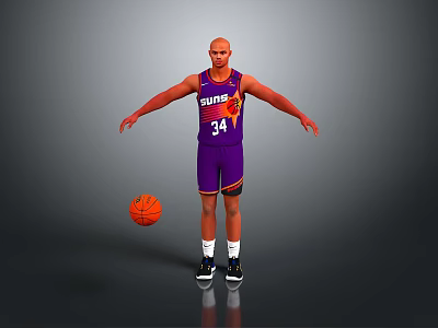 Purple Suns Number 34 Basketball Player Toy Model With Basketball And Open Arms 3d model