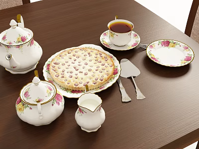 Modern Tea Set Porcelain Food 3d model