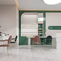 Modern Beauty Salon Interior With Green White Decor Metal Chairs Product Shelves And Potted Plants