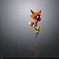 3D Cartoon Fox Character With Orange Fur Red Boxing Gloves Colorful Shorts Standing Pose