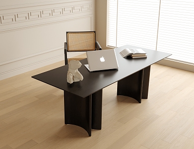 Modern Desk and Chair Combination Desk 3d model