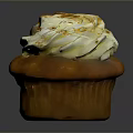 Delicious Freshly Baked Cupcake With White Cream Topping And Brown Fluffy Base