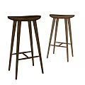 Modern Bar Stool Solid Wood Bar Stool Combination 3d model