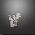Modern U Shaped Striped Vase With White Dried Flowers And Pampas Grass Arrangement