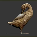 Artistic Bird Sculpture Carving With Woven Texture And Reflective Base