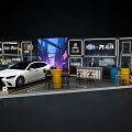 Modern Pop-up Store Exhibition With Car Display Digital Screens And Lighting Design