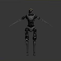 Mechanical Robot With Silver Black Metallic Body And Extended Limb Structure Standing Pose Design 3d model