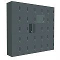 Grey Locker Cabinet With Multiple Lockable Doors Arranged In A Row For Storage 3d model
