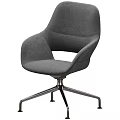 Modern Gray Fabric Office Chair With Ergonomic Armrests And Metal Five Star Base