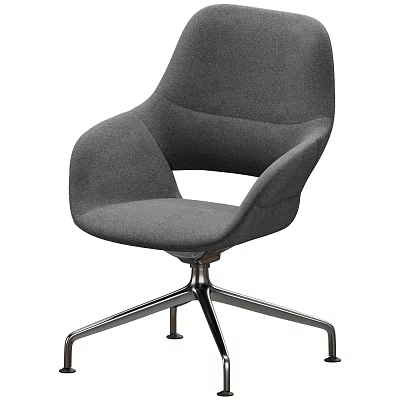 Modern Gray Fabric Office Chair With Ergonomic Armrests And Metal Five Star Base 3d model