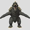 Black Reptile with Spiked Back Sharp Teeth and Clawed Feet 3D Render 3d model