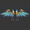 Decorative Household Items With Golden Blue Feather Wings And Symmetric Design
