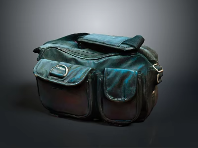 Stylish Dark Leather Bag With Multiple Pockets And Adjustable Shoulder Strap 3d model
