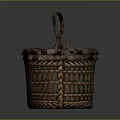 Handwoven Natural Wicker Storage Basket With Curved Handle For Daily Household Use