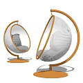 Elegant Modern Round Transparent Hanging Chair With Gold Frame And Soft Cushioned Seat