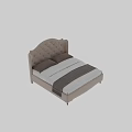 Double Bed With Elegant Tufted Upholstered Headboard And Light Gray Pillows 3d model