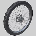 Durable Mountain Bicycle Wheel with Deep Tread Pattern Silver Hub and Steel Spokes 3d model