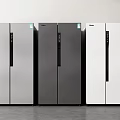 Haier Modern Design Double Door Refrigerators Silver Dark Gray White Displayed Side by Side 3d model